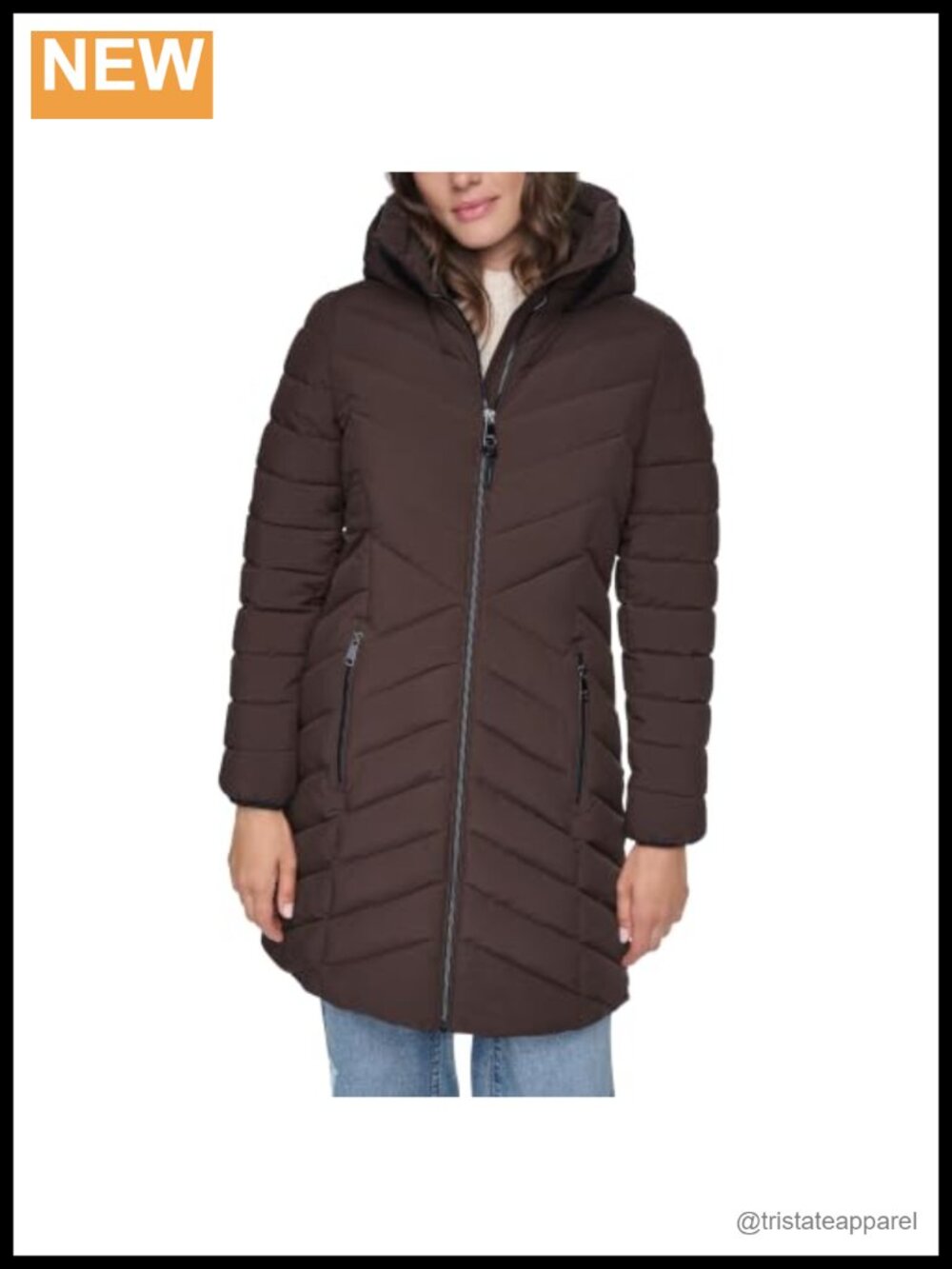 Longline Hooded Puffer Coat with Funnel Neck